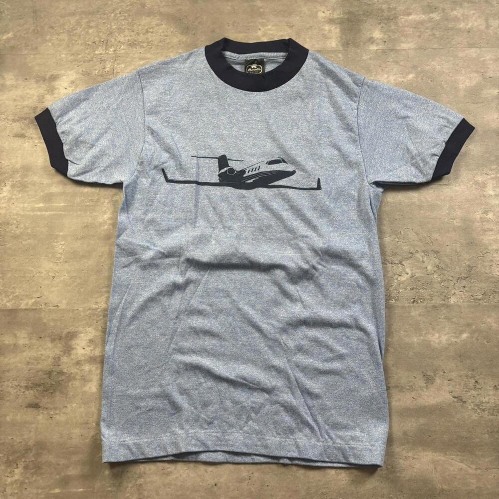 Vintage 1980’s Blue Boeing Graphic Airplane Ringer Tee